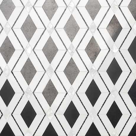 Diana Nero Black & White Polished Marble and Pearl Mosaic Tile
