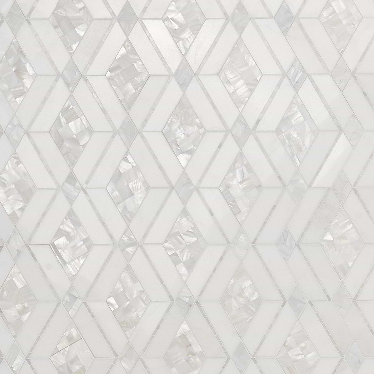 DIANA White Polished Marble and Pearl Mosaic Tile
