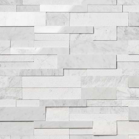 StackStone Bianco Carrara 3D Mixed Finish Marble Mosaic Tile