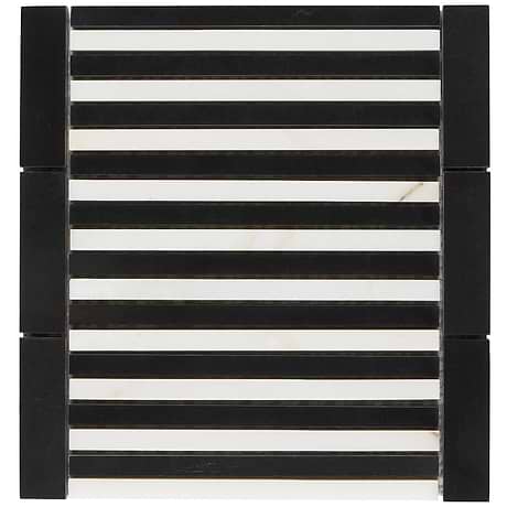 Monroe Border Calacatta and Black Jade 7.87x8.30 Mosaic 