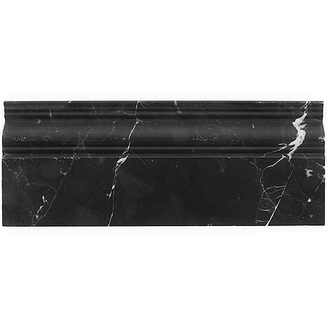 Nero Marquina  Black 5x12 Honed Marble Base Molding 
