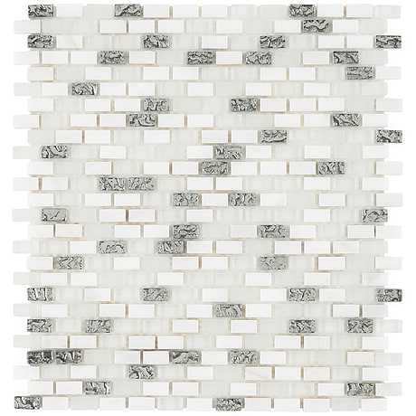 Paragon Atlantic Bubble Gray Mini Brick Marble & Glass Mosaic
