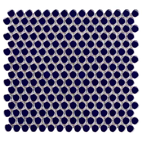 Eden Royal Blue 1" Rimmed Penny Round Polished Porcelain Mosaic