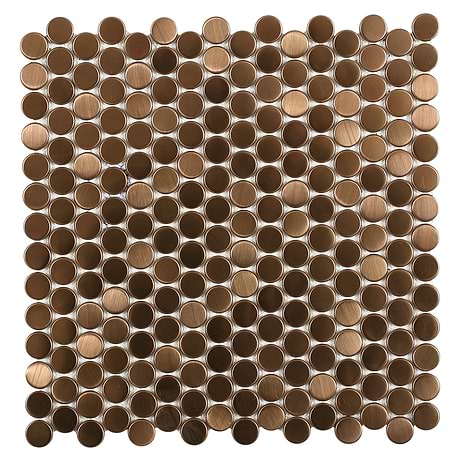 Metal Metallic Copper 1" Penny Round Matte Mosaic