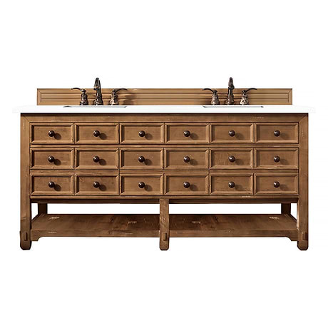 Malibu 72" Honey Alder Vanity and White Zeus Quartz Counter by JMV