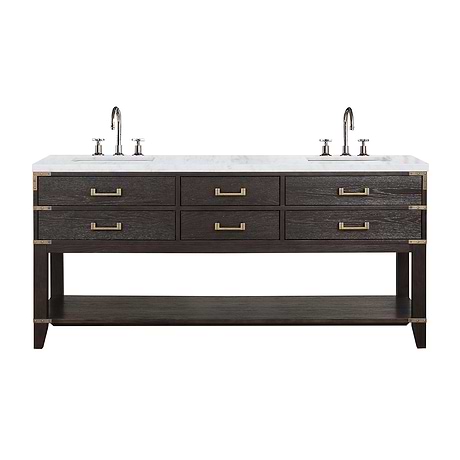 Calico Brown Oak 72" Double Vanity with Carrara Marble Top