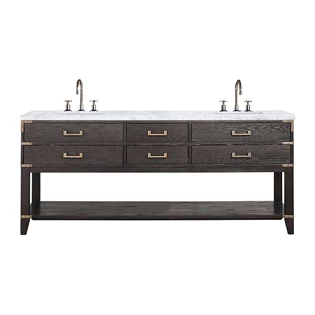 Calico Brown Oak 80" Double Vanity with Carrara Marble Top