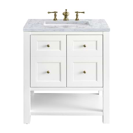 Breckenridge Bright White 30" Single Vanity with Carrara Marble Top by JMV