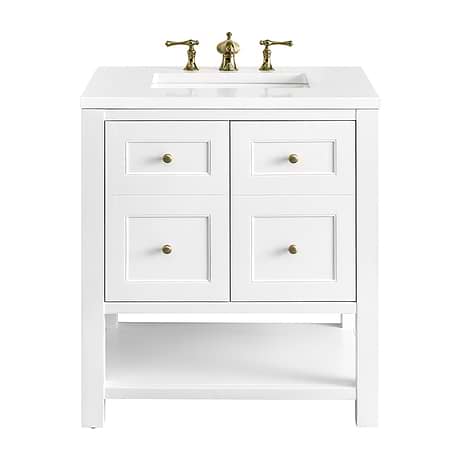 Breckenridge Bright White 30" Single Vanity with White Zeus Quartz Top by JMV