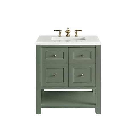 Breckenridge Smokey Celadon 30" Single Vanity with White Zeus Quartz Top by JMV