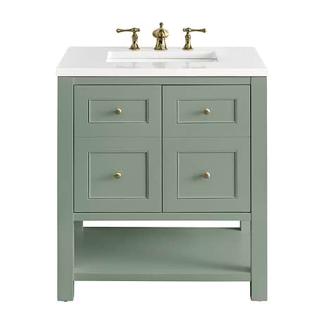 Breckenridge Smokey Celadon 30" Single Vanity with White Zeus Quartz Top by JMV