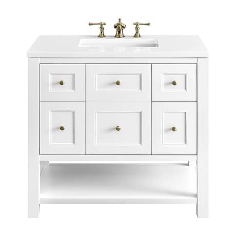 Breckenridge Bright White 36" Single Vanity with White Zeus Quartz Top by JMV