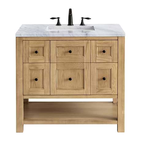Breckenridge Light Natural Oak 36" Single Vanity with Carrara Marble Top by JMV