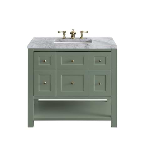 Breckenridge Smokey Celadon 36" Single Vanity with Carrara Marble Top by JMV