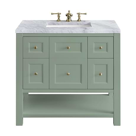 Breckenridge Smokey Celadon 36" Single Vanity with Carrara Marble Top by JMV