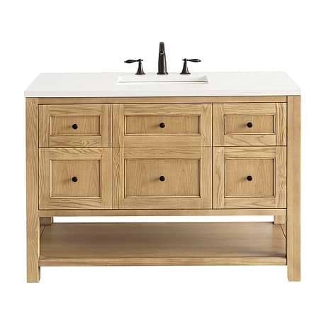 Breckenridge Light Natural Oak 48" Single Vanity with White Zeus Quartz Top by JMV