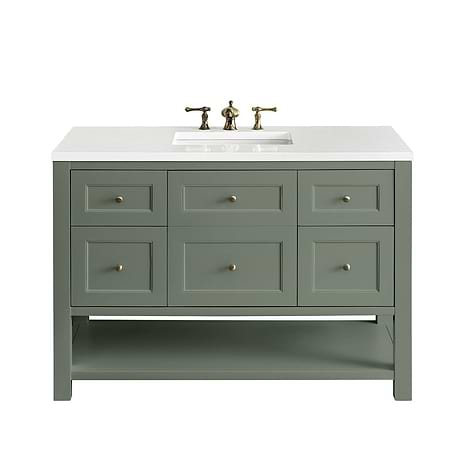 Breckenridge Smokey Celadon 48" Single Vanity with White Zeus Quartz Top by JMV