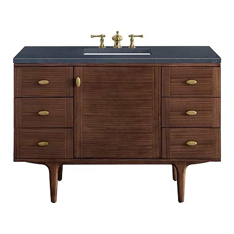 Amberly Mid-Century Walnut 48" Single Vanity with Charcoal Soapstone Quartz Top by JMV