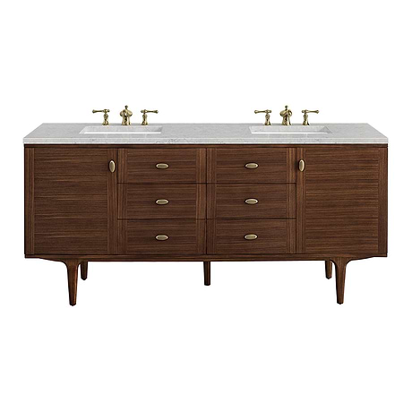 Amberly Mid-Century Walnut 72" Double Vanity with Eternal Jasmine Pearl Top by JMV