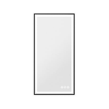 Mage Matte Black 18x36" Framed Rectangle LED Mirror