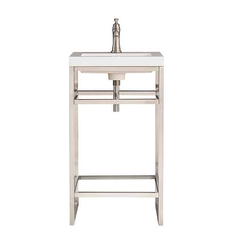 Boston Brushed Nickel 20" Freestanding Vanity with White Integrated Top by JMV