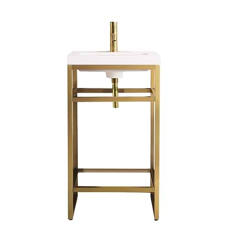 Boston Radiant Gold 20" Freestanding Vanity with White Integrated Top by JMV