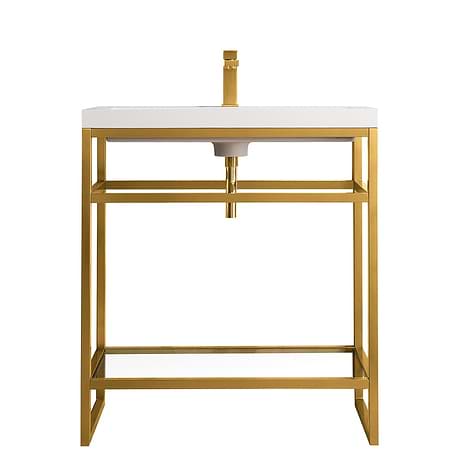 Boston Radiant Gold 32" Freestanding Vanity with White Integrated Top by JMV