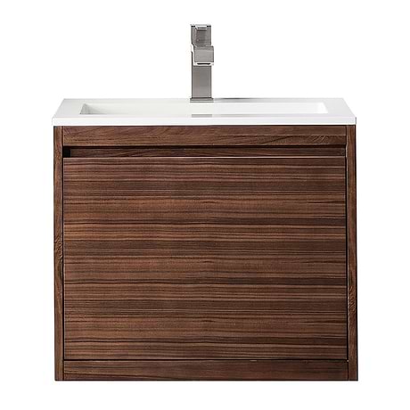 Mantova Mantova Mid-Century Walnut 24" Floating Vanity with Glossy White Integrated Top by JMV