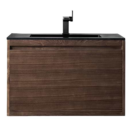 Mantova Mantova Mid-Century Walnut 32" Floating Vanity with Charcoal Black Integrated Top by JMV