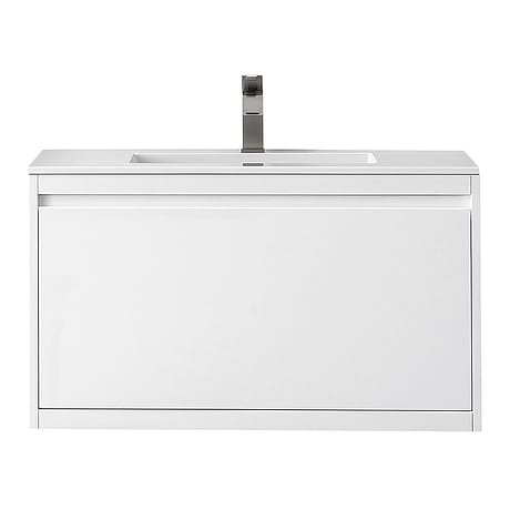 Mantova Mantova Glossy White 36" Floating Vanity with Glossy White Integrated Top by JMV