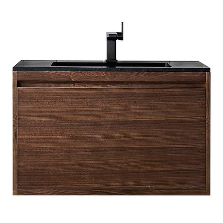 Mantova Mantova Mid-Century Walnut 36" Floating Vanity with Charcoal Black Integrated Top by JMV