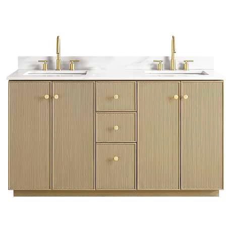 Florencia Blonde Oak 60" Double Vanity with Pacific White Quartz Top