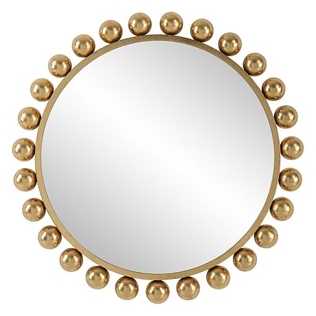 Orly Polished Gold 34" Round Mirror