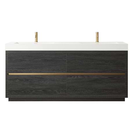 Serrano Black Oak 72" Double Freestanding Vanity with White Integrated Top