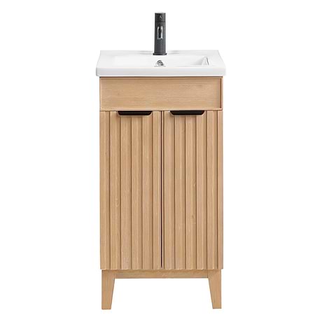 Gess Blonde Oak 18" Single Vanity with White Ceramic Basin Top