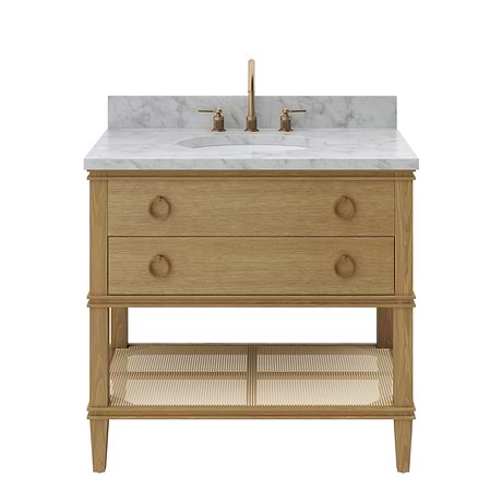 Sade Brown Oak 36" Single Vanity with Carrara Marble Top