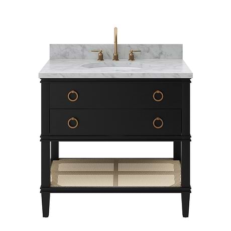 Sade Black 36" Single Vanity with Carrara Marble Top
