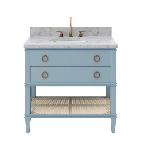 Sade Sky Blue 36" Single Vanity with Carrara Marble Top