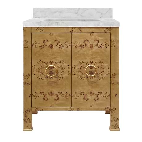 Selene Burl Wood 30" Single Vanity with Carrara Marble Top