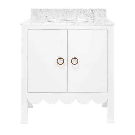 Kasey White 30" Single Vanity with Carrara Marble Top