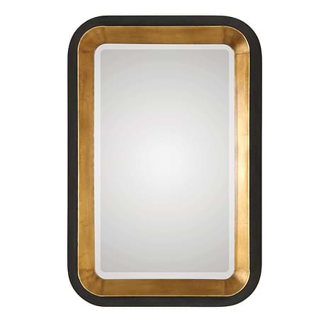 Neva Black and Gold 28x42" Rectangle Mirror