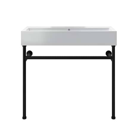Apollo Matte Black 39" Single Console with No Hole White Ceramic Top