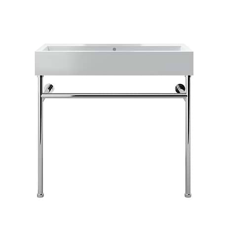 Apollo Polished Chrome 39" Single Console with No Hole White Ceramic Top