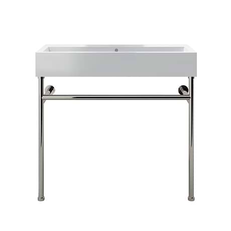 Apollo Polished Nickel 39" Single Console with No Hole White Ceramic Top