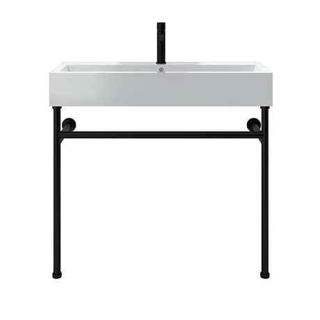 Apollo Matte Black 39" Single Console with Single Hole White Ceramic Top
