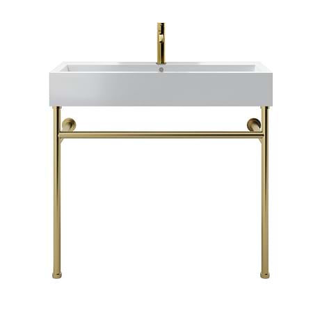 Apollo Brushed Brass 39" Single Console with Single Hole White Ceramic Top