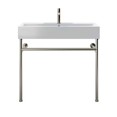 Apollo Brushed Nickel 39" Single Console with Single Hole White Ceramic Top