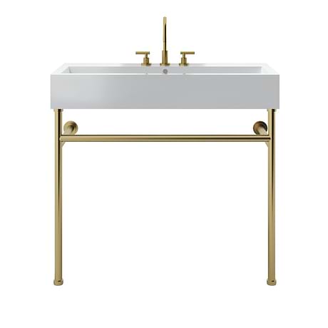 Apollo Brushed Brass 39" Single Console with Widespread White Ceramic Top