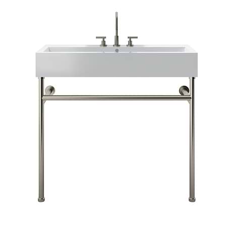 Apollo Brushed Nickel 39" Single Console with Widespread White Ceramic Top