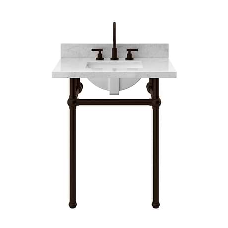 Pierce Oil Rubbed Bronze 30" Single Console with Rectangle Sink and Carrara Marble Top